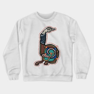 Letter H Manicule RIGHT W 14C Maastricht Psalter parody Crewneck Sweatshirt